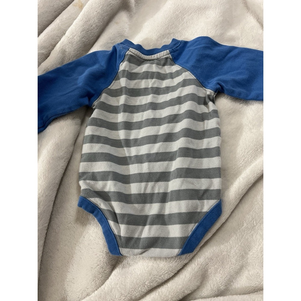 Gymboree Baby Boy 3-6 M Outfit Bodysuit Stripe Gray Blue‎ Infant